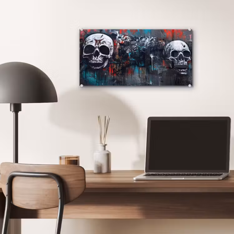 Glas schilderij - Schedels - Graffiti - Abstract — 7