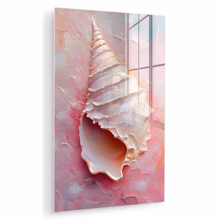 Glas schilderij - Schelp - Pastel - Pink — 1