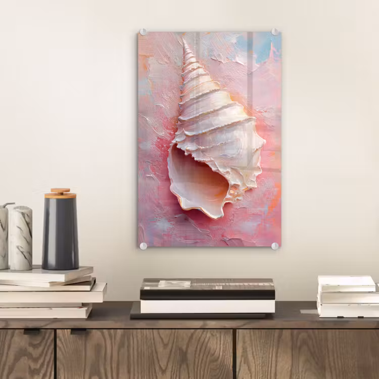 Glas schilderij - Schelp - Pastel - Pink — 2