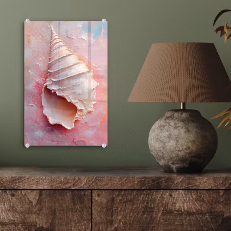 Glas schilderij - Schelp - Pastel - Pink — 4