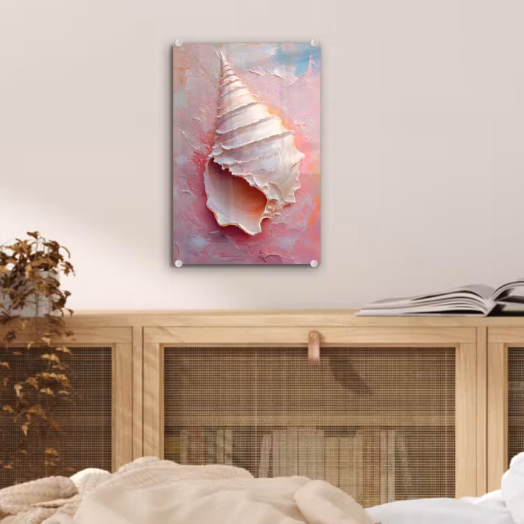 Glas schilderij - Schelp - Pastel - Pink — 5