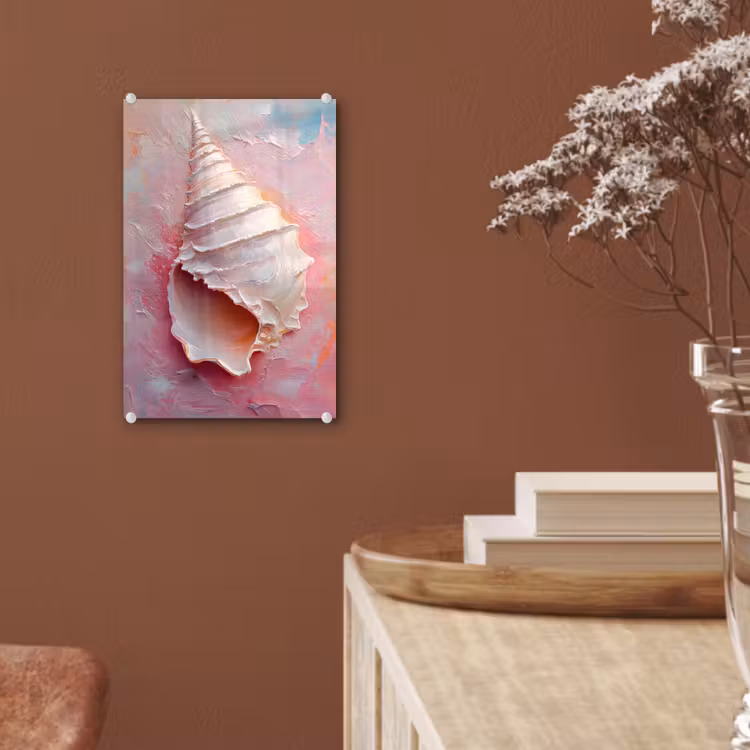 Glas schilderij - Schelp - Pastel - Pink — 6