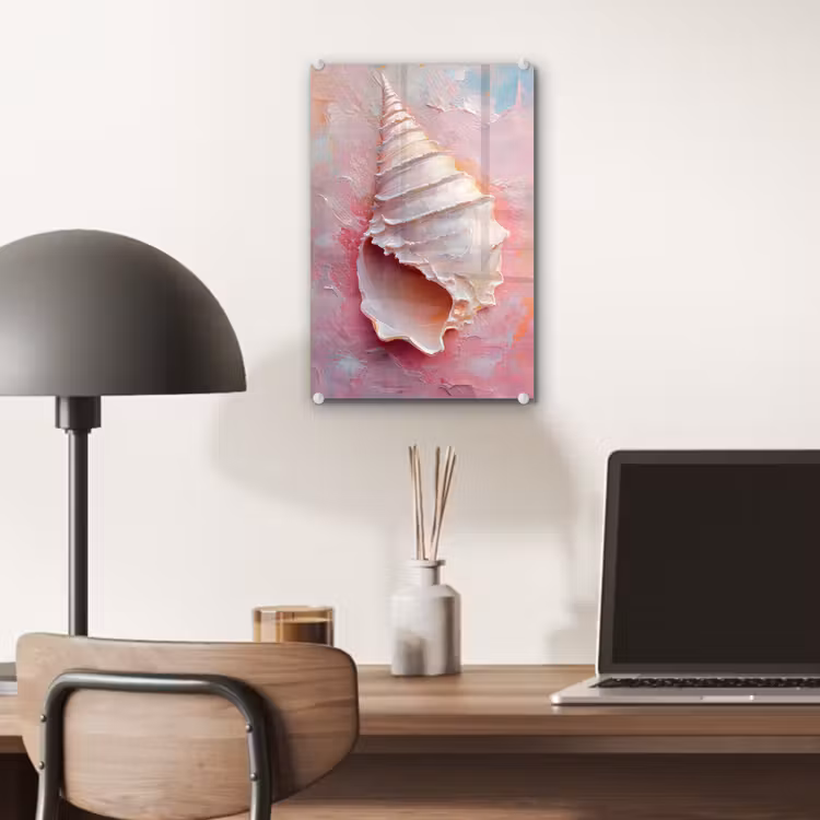Glas schilderij - Schelp - Pastel - Pink — 7