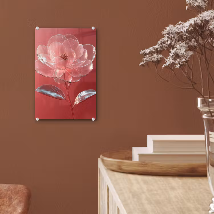 Glas schilderij - Sierlijk - Bloem - Roze - Glazen — 6