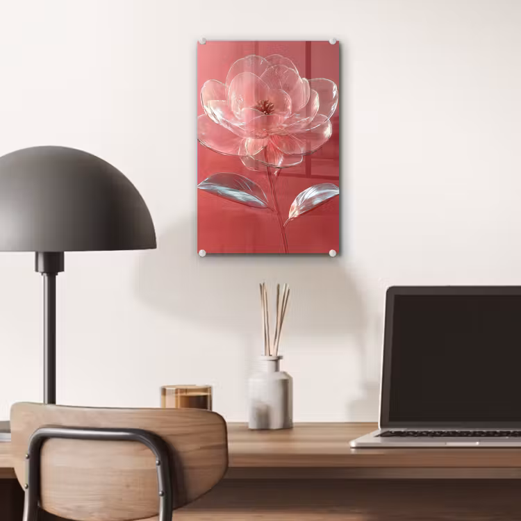 Glas schilderij - Sierlijk - Bloem - Roze - Glazen — 7