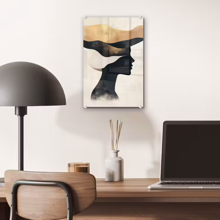 Glas schilderij - Vrouw - Golven - Zwart — 7