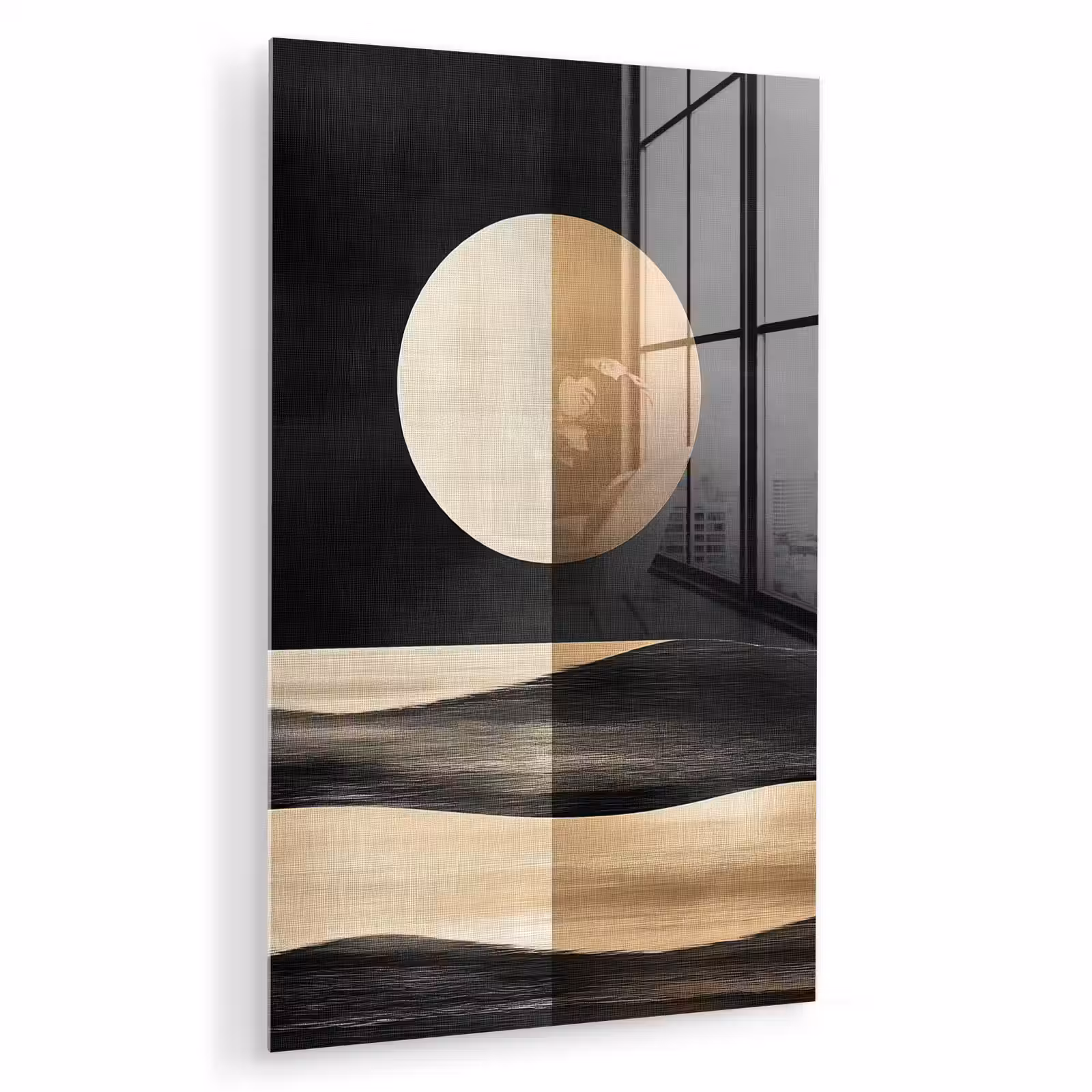 Glas schilderij - Maan - Cirkel - Goud — 1