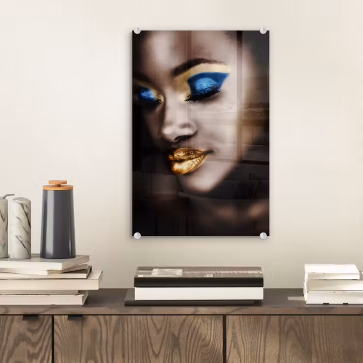 Glas schilderij - Black and Gold - Vrouw - Make up — 1