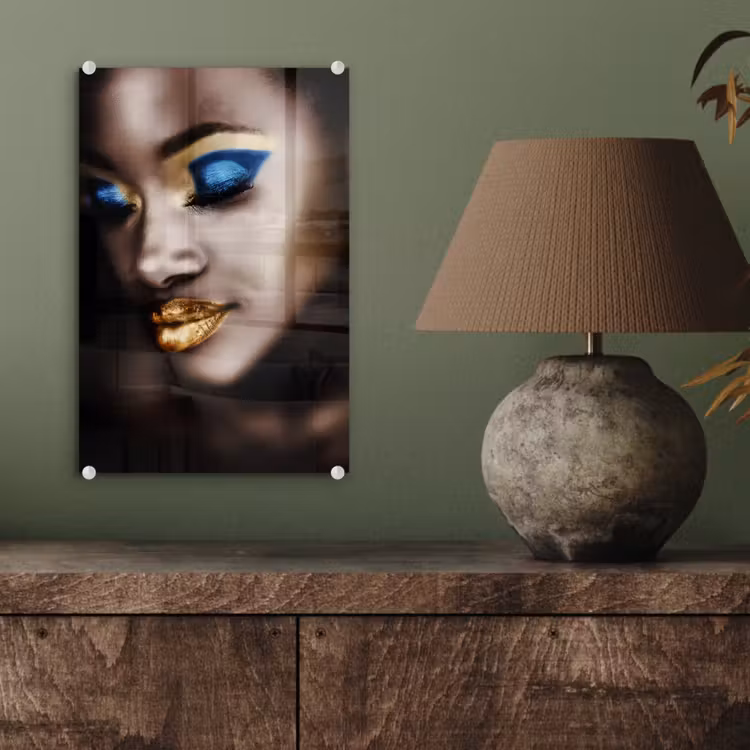 Glas schilderij - Black and Gold - Vrouw - Make up — 3
