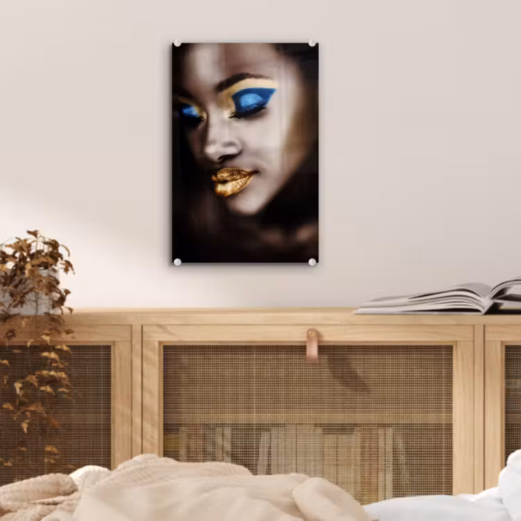 Glas schilderij - Black and Gold - Vrouw - Make up — 4