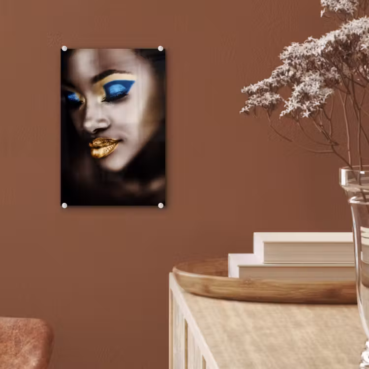 Glas schilderij - Black and Gold - Vrouw - Make up — 5