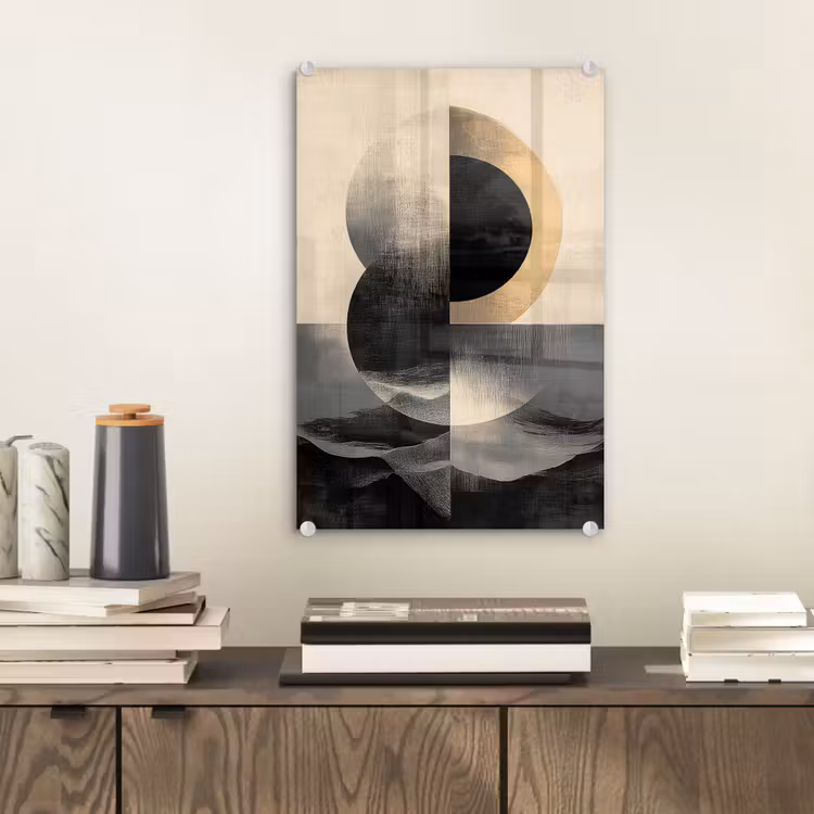 Glas schilderij - Cirkels - Schaduw - Abstract — 2