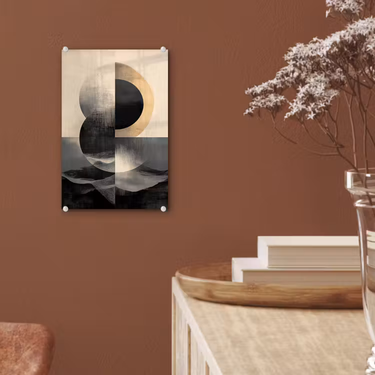 Glas schilderij - Cirkels - Schaduw - Abstract — 6