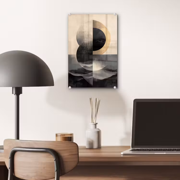 Glas schilderij - Cirkels - Schaduw - Abstract — 7