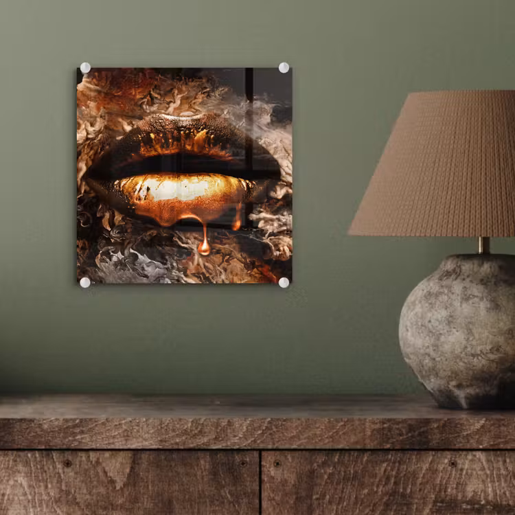 Glas schilderij - Goud - Lippen - Kunst — 4