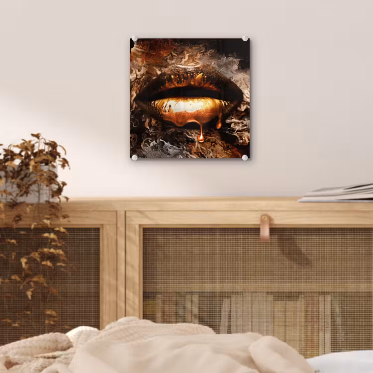 Glas schilderij - Goud - Lippen - Kunst — 5