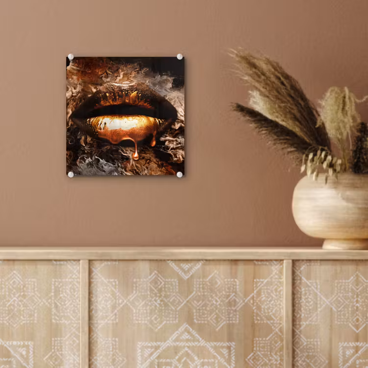 Glas schilderij - Goud - Lippen - Kunst — 6