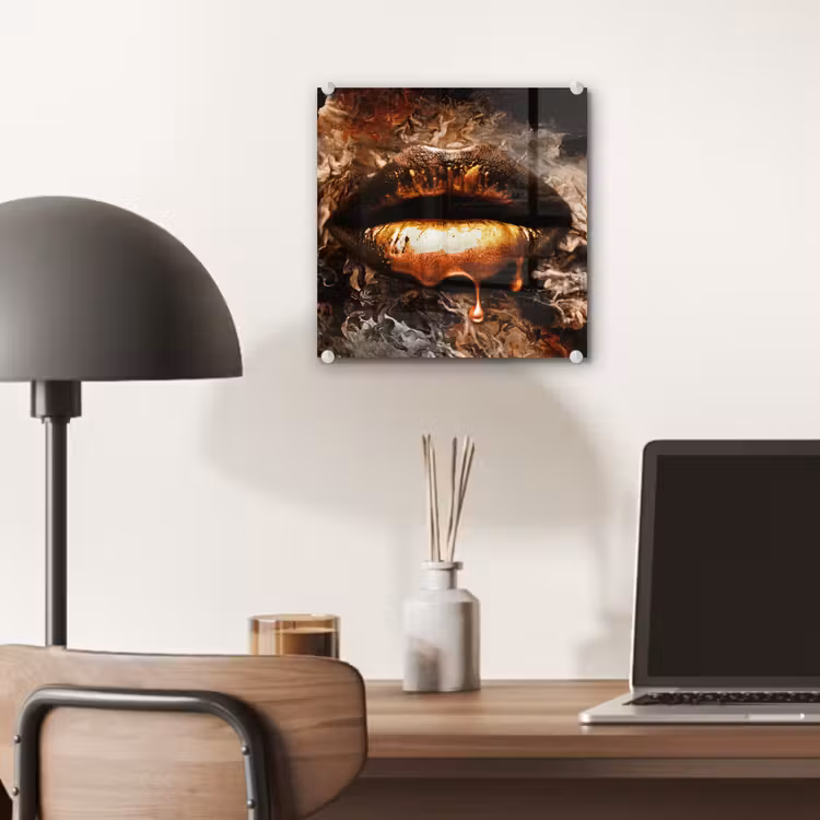 Glas schilderij - Goud - Lippen - Kunst — 7