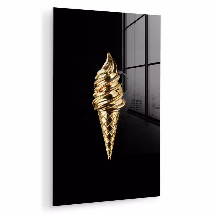 Glas schilderij - Ijs - Goud - Zwart - Eten — 1