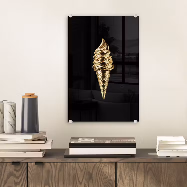 Glas schilderij - Ijs - Goud - Zwart - Eten — 2