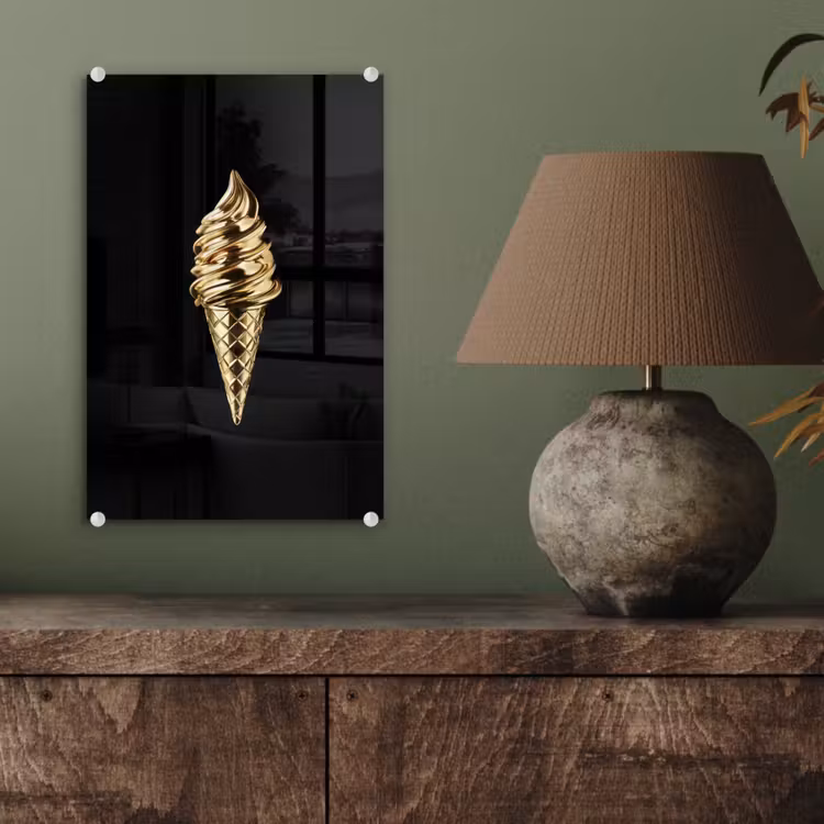 Glas schilderij - Ijs - Goud - Zwart - Eten — 4
