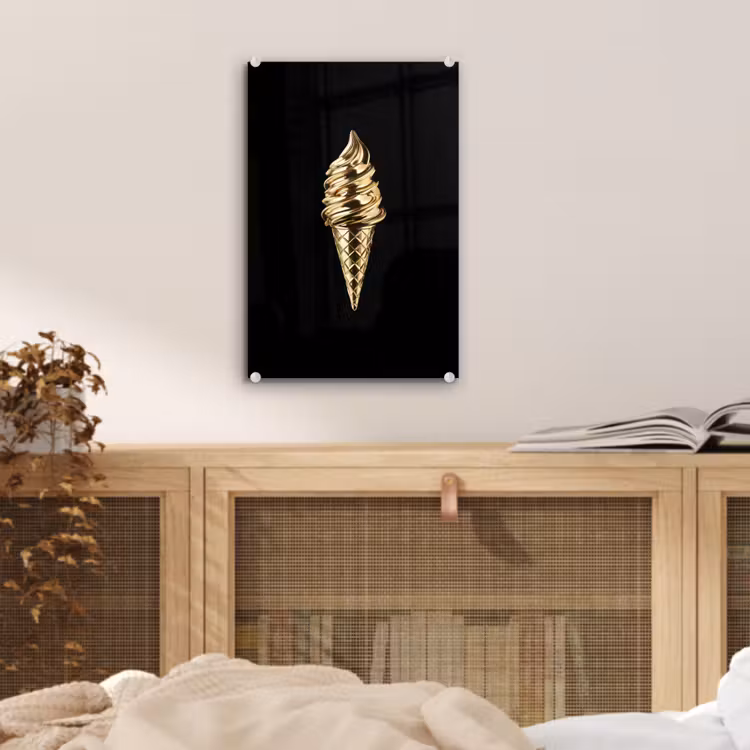 Glas schilderij - Ijs - Goud - Zwart - Eten — 5