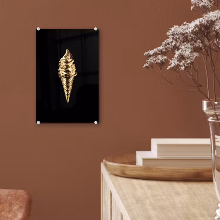 Glas schilderij - Ijs - Goud - Zwart - Eten — 6