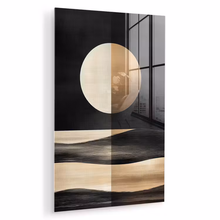 Glas schilderij - Maan - Cirkel - Goud — 1