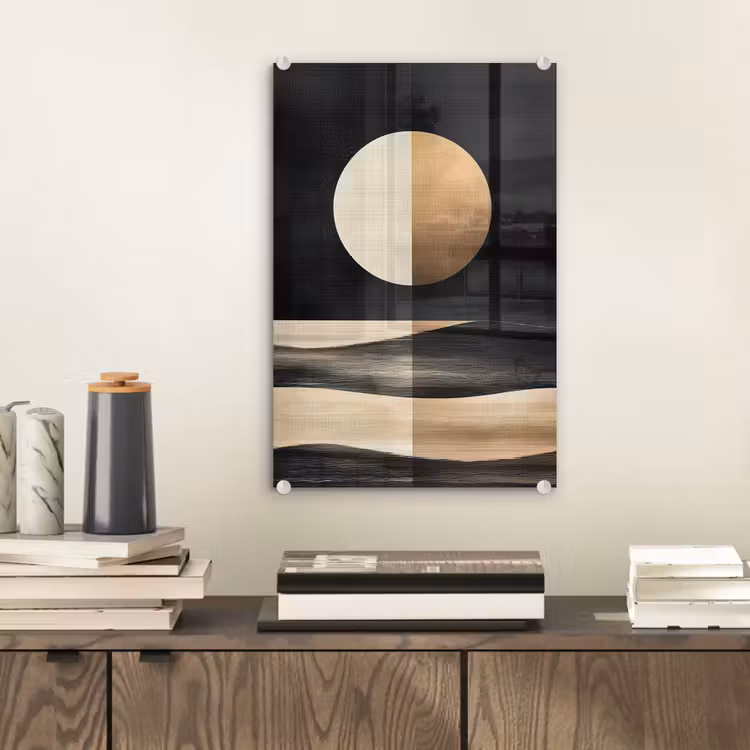 Glas schilderij - Maan - Cirkel - Goud — 2