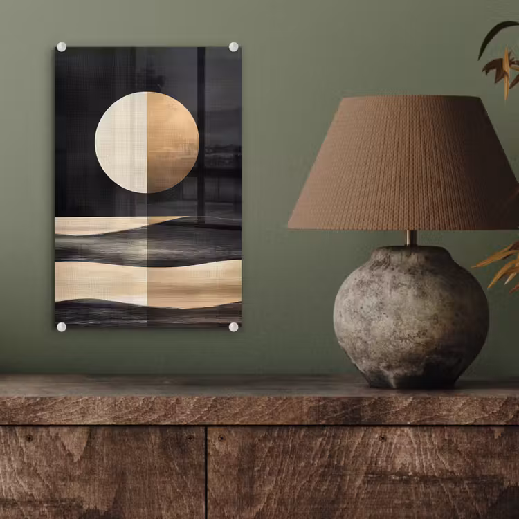 Glas schilderij - Maan - Cirkel - Goud — 4