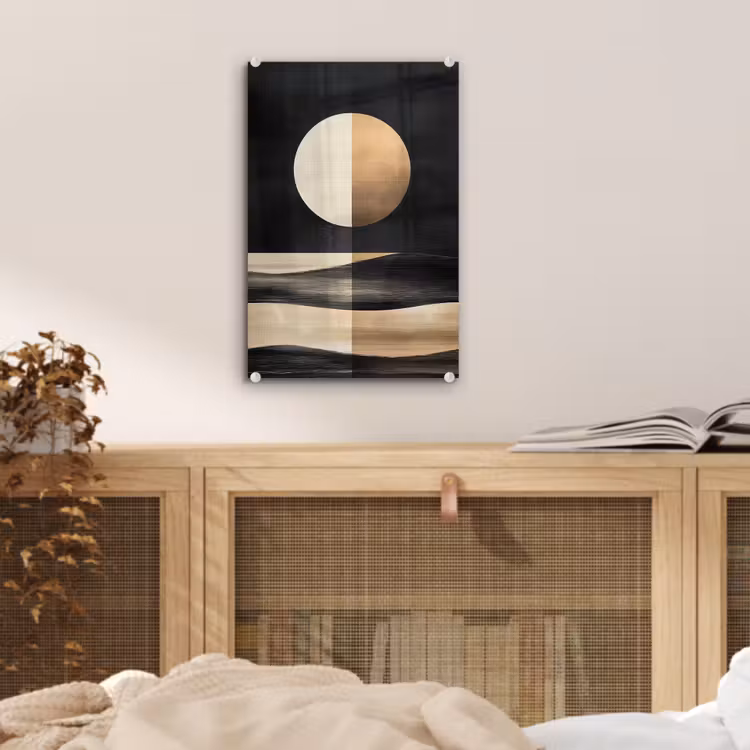 Glas schilderij - Maan - Cirkel - Goud — 5