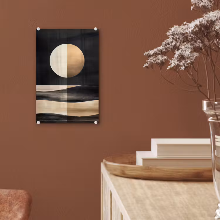 Glas schilderij - Maan - Cirkel - Goud — 6