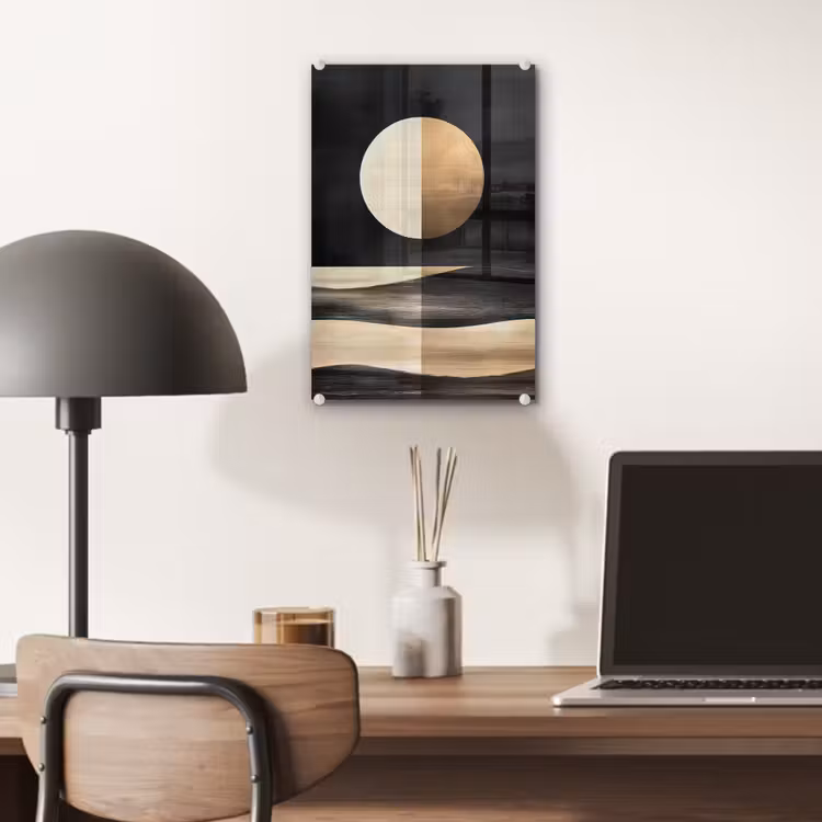 Glas schilderij - Maan - Cirkel - Goud — 7