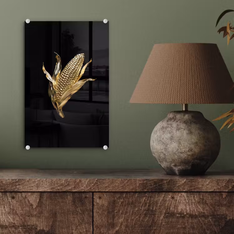 Glas schilderij - Mais - Eten - Goud - Zwart — 4