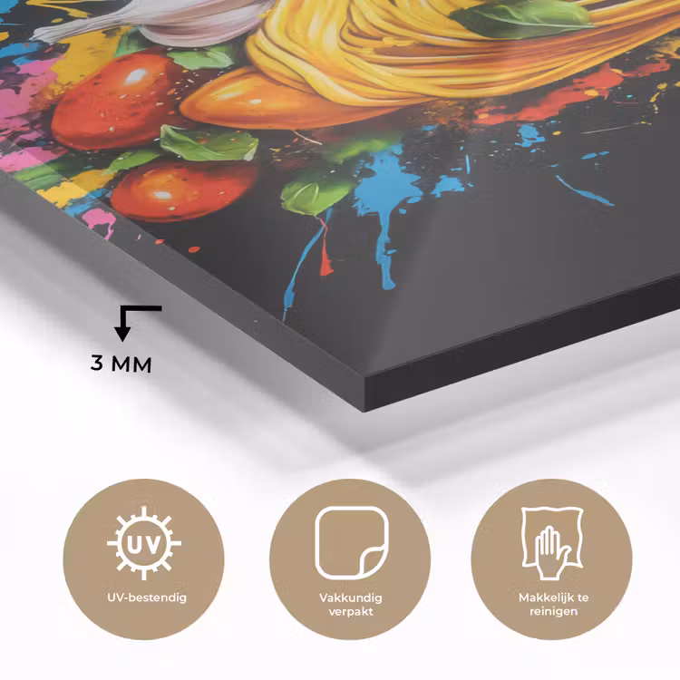 Glas schilderij - Spaghetti - Graffiti - Verf - Kleurrijk - Eten - Modern — 3
