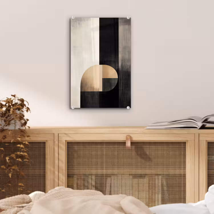 Glas schilderij - Vormen - Modern - Zwart — 5