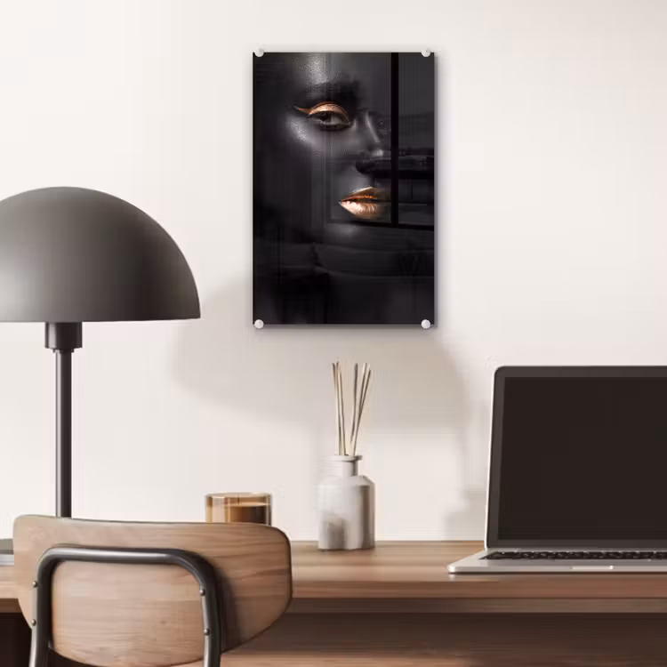 Glas schilderij - Vrouw - Make-up - Koper - Zwart — 6