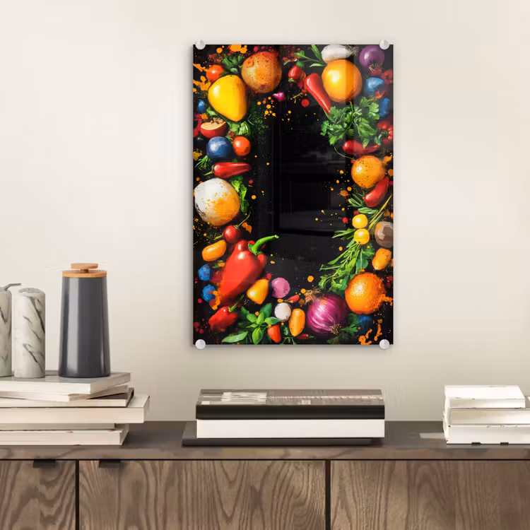 Glas schilderij - Groente - Graffiti - Kleurrijk - Koken - Abstract — 2