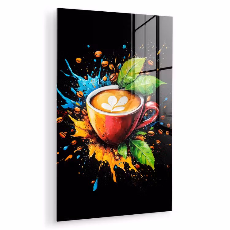 Glas schilderij - Koffie - Graffiti - Drinken - Abstract — 1