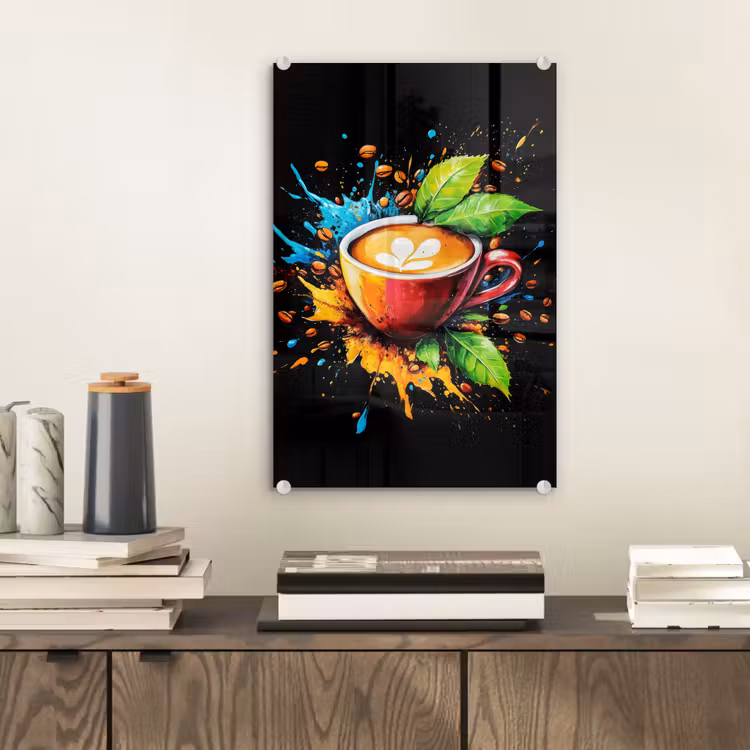 Glas schilderij - Koffie - Graffiti - Drinken - Abstract — 2