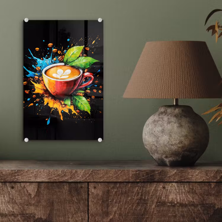 Glas schilderij - Koffie - Graffiti - Drinken - Abstract — 4