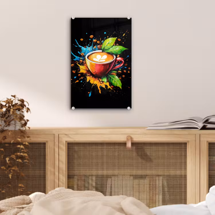 Glas schilderij - Koffie - Graffiti - Drinken - Abstract — 5