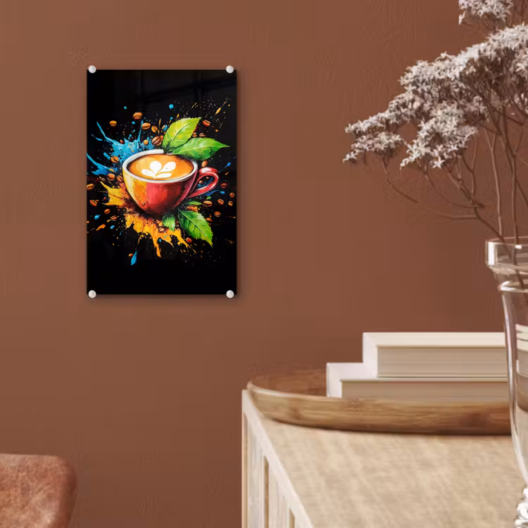 Glas schilderij - Koffie - Graffiti - Drinken - Abstract — 6