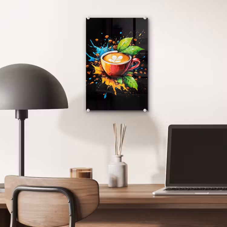 Glas schilderij - Koffie - Graffiti - Drinken - Abstract — 7