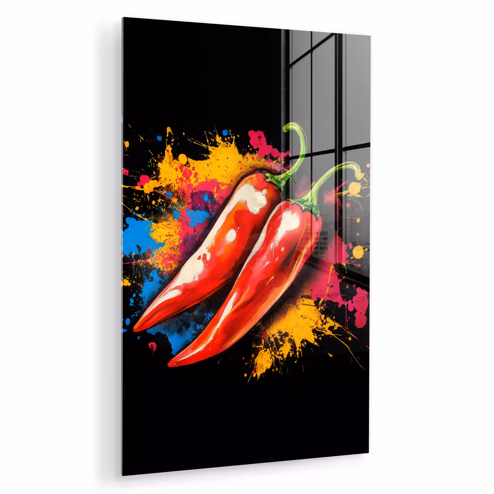 Glas schilderij - Peper - Graffiti - Verf - Abstract - Modern - Kleurrijk — 1