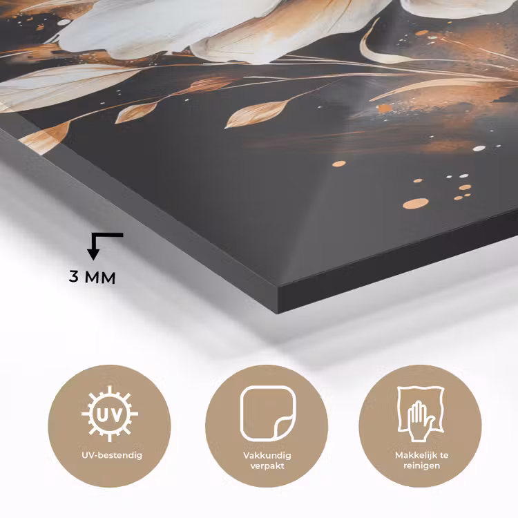 Glas schilderij - Bloem - Verf - Goud - Graffiti - Modern — 3