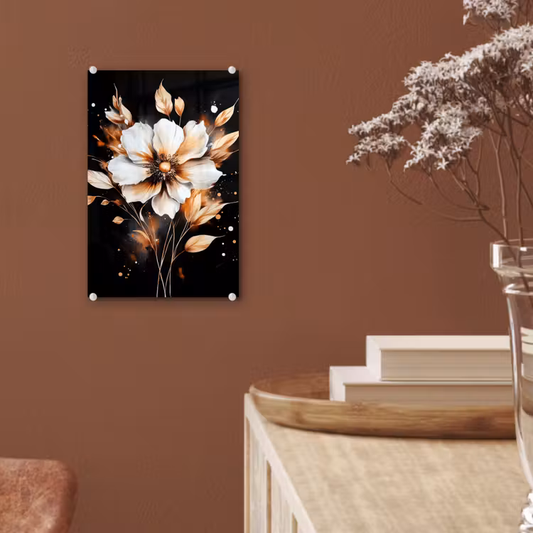 Glas schilderij - Bloem - Verf - Goud - Graffiti - Modern — 6