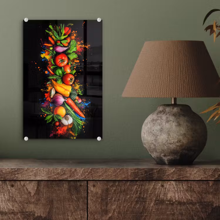 Glas schilderij - Groente - Eten - Kruiden - Graffiti - Koken — 4