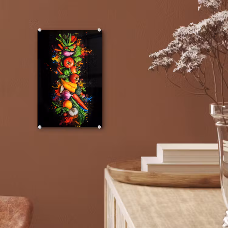 Glas schilderij - Groente - Eten - Kruiden - Graffiti - Koken — 6