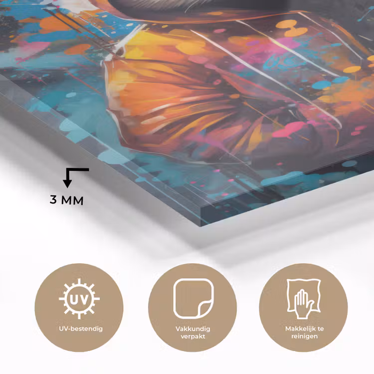 Glas schilderij - Panda - Jas - Graffiti - Oranje — 3